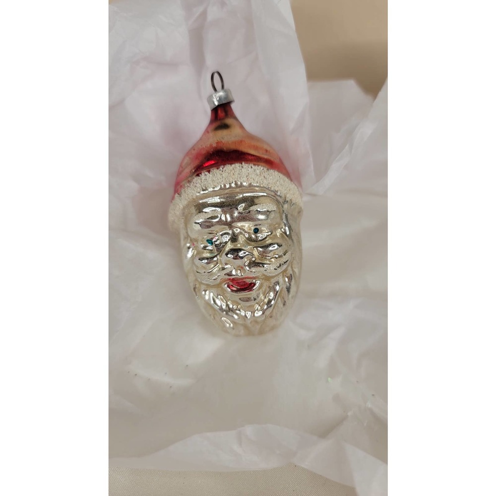 vintage West Germany Santa Head Christmas Ornament